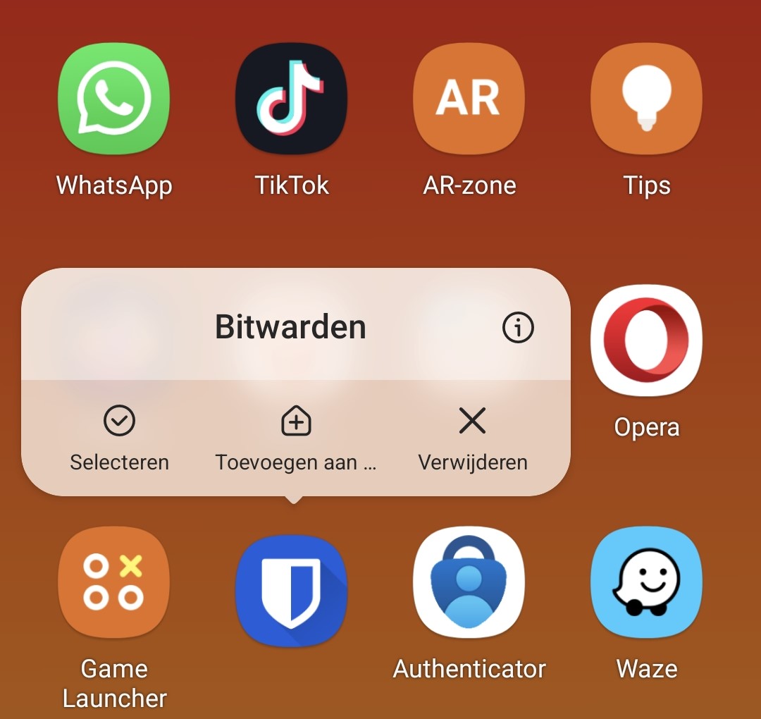 Een app verwijderen op een Samsung Galaxy S10e.